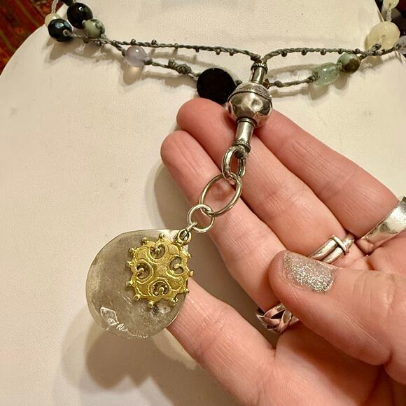 Artisan Boho Beaded Mixed Metal Necklace - Picture 4 of 9